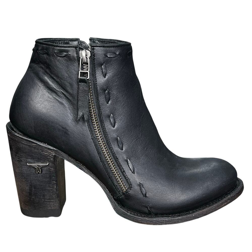 Lane Women’s Charlie Black Leather Western Ankle Boot Size US 9.5